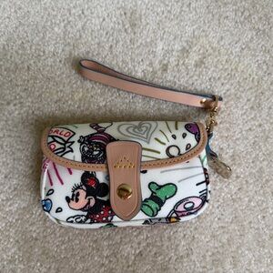 Dooney & Bourke Disney Minnie Mouse White Canvas Wristlet Bag